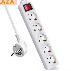 Regleta alargador con interruptor y cable color blanco