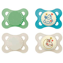 MAM Pack De 4 Chupetes Original Day & Night, Bebé 2-6 Meses, Silicona, Brilla en la Oscuridad, 4 Unidades, Color Neutro