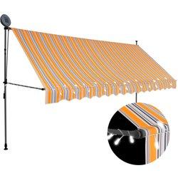 Toldo retráctil manual con led amarillo y azul 400 cm