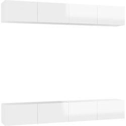 vidaXL Muebles de salón 4 piezas blanco brillante 100x30x30 cm