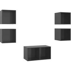 Muebles de TV Set 5 piezas gris pulido madera multicapa