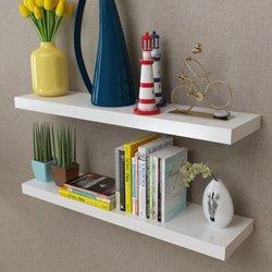 2 PC MDF blanco pared Rills para libros/DVD