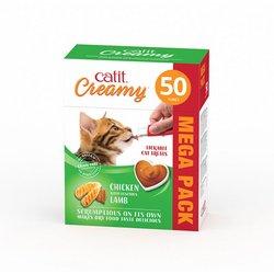 Snack liquido para gato Catit creamy pollo y cordero 50x10g