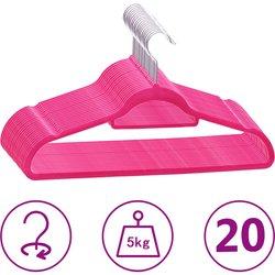 20 Pcs Anti-Slip Pink Velvet Coat Hanger Set