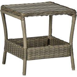 Mesa de jardín marrón 45x45x46,5 cm en Polyrattan