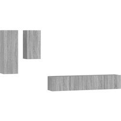 Muebles de puerta de TV Set 4 piezas gris Sonoma madera multicapa