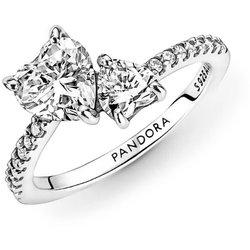 Pandora Pandora Anillo en plata de ley Doble Corazón Brillante 191198C01 , para Mujer