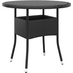 Mesa de jardín VIDAXL Negro Poli Ratán (80x75 cm)