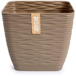 ARECA Wind - Maceta Decorativa Cuadrada 17 cm con Plato Integrado Taupe