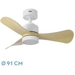 Ventilador DC Zepelin 18W Blanco/Haya 3 Aspas FABRILAMP