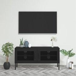 Mueble TV negro 105x35x50 cm en acero