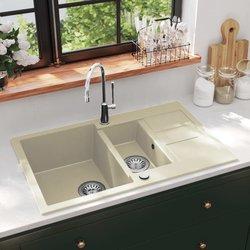 Fregadero de cocina de granito doble Baño beige