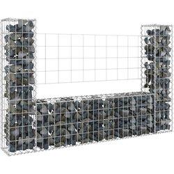 Cesta de Gabion en forma de U con 2 postes de hierro 140x20x100 cm