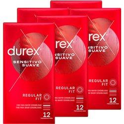 Durex - Condones Sensitivo Suave, Pack de 60 Preservativos para Sexo Seguro. Perímetro Regular, Grosor Fino. 5 Cajitas