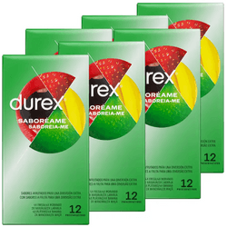 Durex - Preservativos Saboreame para Mayor Sensación, sabor fresa. naranja. platano, manzana, Pack 72 condones para un sexo seguro