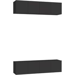 Mueble para TV 4 piezas negro 60x30x30 cm madera multicapa