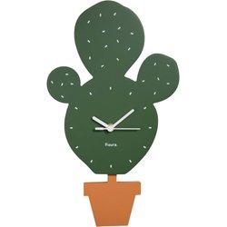 Reloj de pared original cactus Reloj de pared silencioso de 38 x 20 centímetros Reloj de cocina verde Reloj de péndulo de madera y ABS 1 Pila AA FI...