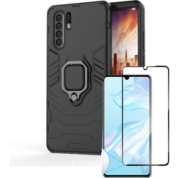 Kit Carcasa y Protector Cristal 5D Huawei P30 Pro Military Defender Negro