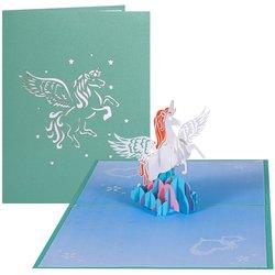 Tarjeta de felicitación Unicorne alas pop-up 3D