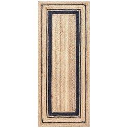 COSHANO Alfombra de Yute Natural Trenzada Rectangular Beige con Negro 60x110cm