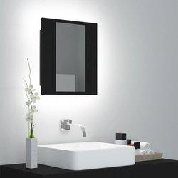 Armario espejo de baño con luz led negro 40x12x45 cm