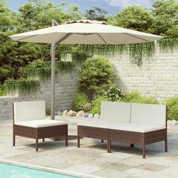 Sillas de jardín 3 piezas con almohadas de Polyrattan Brown