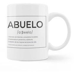 Fisura – Taza blanca con mensaje. Taza con definición padre, madre y abuelos. Taza de desayuno para regalar. Regalo original para padres. 350 ml. Variedad de modelos e idiomas.