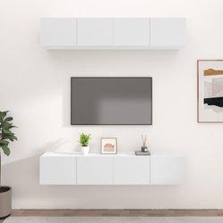 Muebles TV 4 piezas blanco 80x30x30 cm madera multicapa