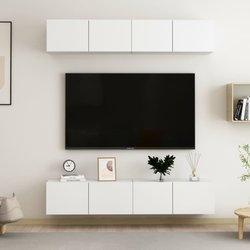 Muebles TV 4 piezas blanco 80x30x30 cm madera multicapa