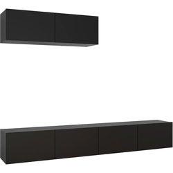 vidaXL Mueble de TV 3 piezas de aglomerado negro