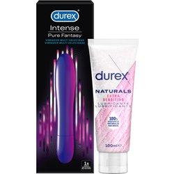 Durex Vibrador Intense Orgasmic Pure Fantasy, Dildo Consolador Clítoris + Lubricante Naturals Extra Sensitivo 100 ml