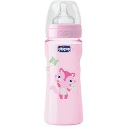 CHICCO BIBERON BENESSERE ROSA +4 M. SILICONA FLUJO RAPIDO 330 ML.