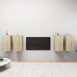 Mueble TV 4 piezas Sonoma Roble 30,5x30x60 cm Madera multicapa