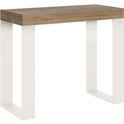 Consola extensible 90x40/196 cm Tecno Small Roble Natural estructura Blanca