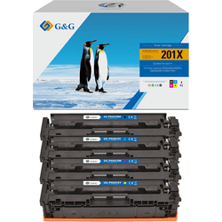 Pack 4 Tóners Compatibles G&G HP 201X/201A CF400X/CF400A CF401X/CF401A CF402X/CF402A CF403X/CF403A