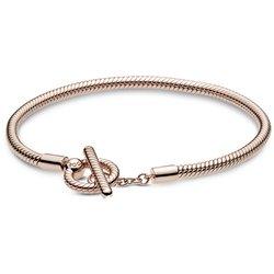 Pulsera Pandora Moments cadena de serpiente con cierre en T Rosé - 589087C00