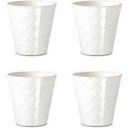 Palm Set de 4 Macetas Redondas Decorativas 16 cm con Textura. Blanco Roto ARECA