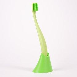 promis Brush & Holder: Spazzolino Sostenibile & Portaspazzolino in Bioplastica, 6750 Setole Morbide, Made in Germany, Design Italiano