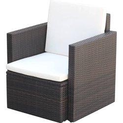 Silla de jardín con cojines en Polyrattan Brown