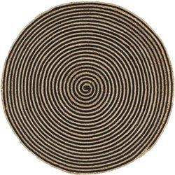 vidaXL ALFOMBRA DE YUTE TEJIDA A MANO DISEÑO ESPIRAL NEGRO 90 CM