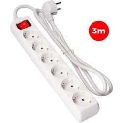 Extensión Eléctrica EDM Blanco (6 Enchufes - 3 m)