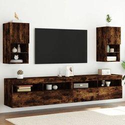 Mueble TV con luces LED 2 piezas Smoke Oak 30,5x30x60 cm