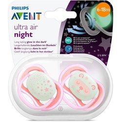 Avent Pack Chupetes Noche Silicona Rosa 6-18m 2uds