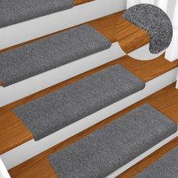 Alfombrillas Escaleras 15 piezas 65x21x4cm gris claro