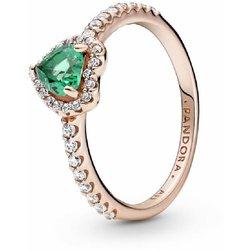 Heart 14k rose gold-plated ring with gre - 188421C03