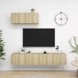 Mueble TV 3 piezas Sonoma madera roble multicapa