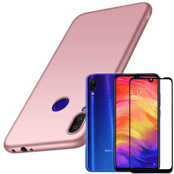 Kit Carcasa y Protector Cristal 5D Xiaomi Redmi 7 SlimShield Rosa