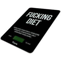 Báscula de cocina digital “f*cking diet” Balanza electrónica original de 5kg/11lbs Báscula para alimentos multifunción Cristal y ABS 15 x 22 FISURA...