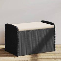 Banco con cojín negro 80x51x52 cm en Polyrattan