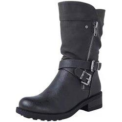 Botas Con Hebilla Y Tacón Grueso Para Mujer [u